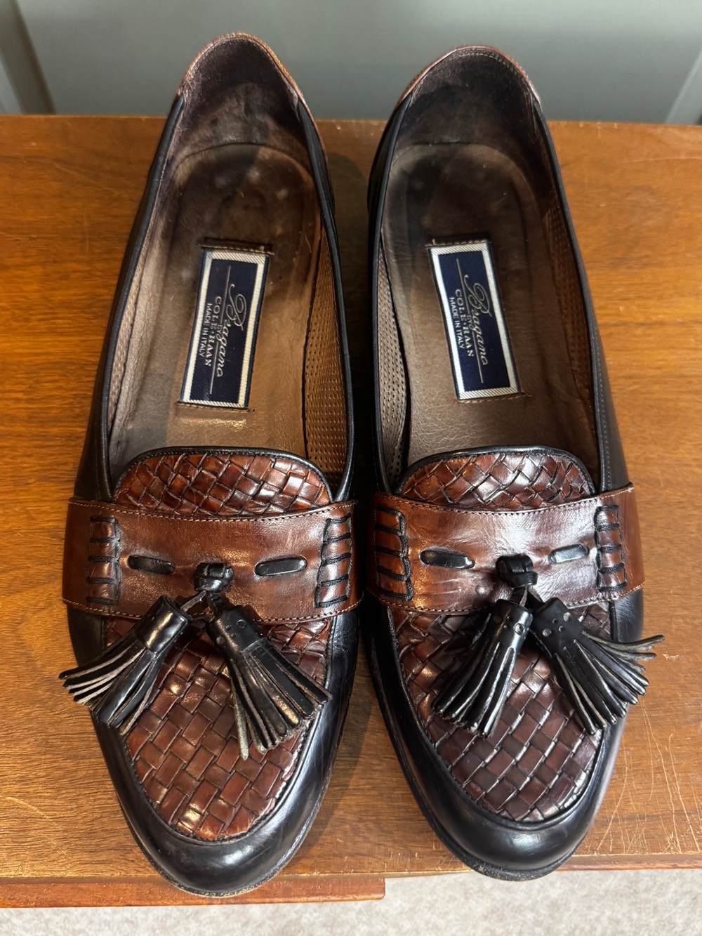 Bragano by Cole Haan Brown Woven Leather Tassel Loafer Shoes Mens, 8M